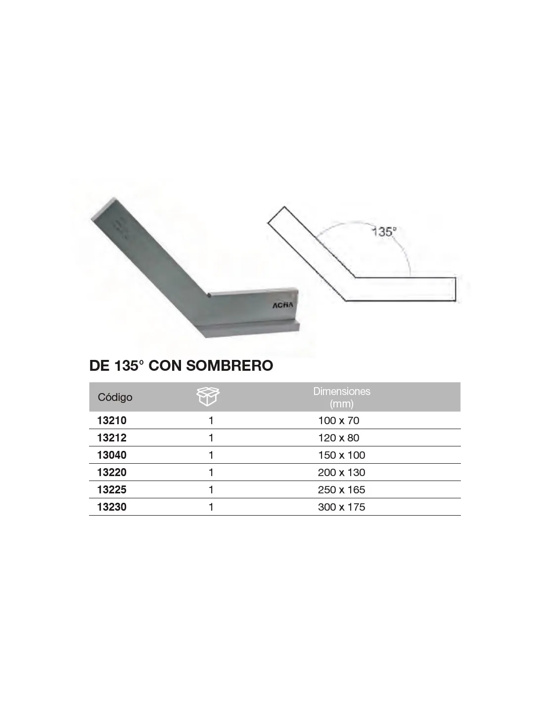 Escuadra Inox. de 135 con sombrero 150 x 100mm