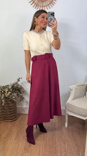 Falda Antelina Capa Burdeos