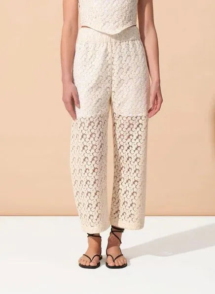 FETE IMPERIALE SIFNOS  PANTALóN ANCHO BORDADO EN BEIGE