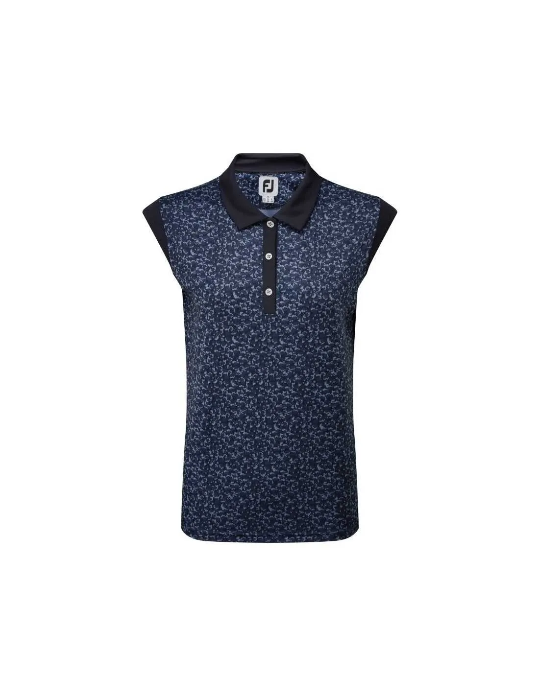 FOOTJOY CAP SLEEVE PRINT INTERLOCK NAVY SHIRT  POLO MUJER