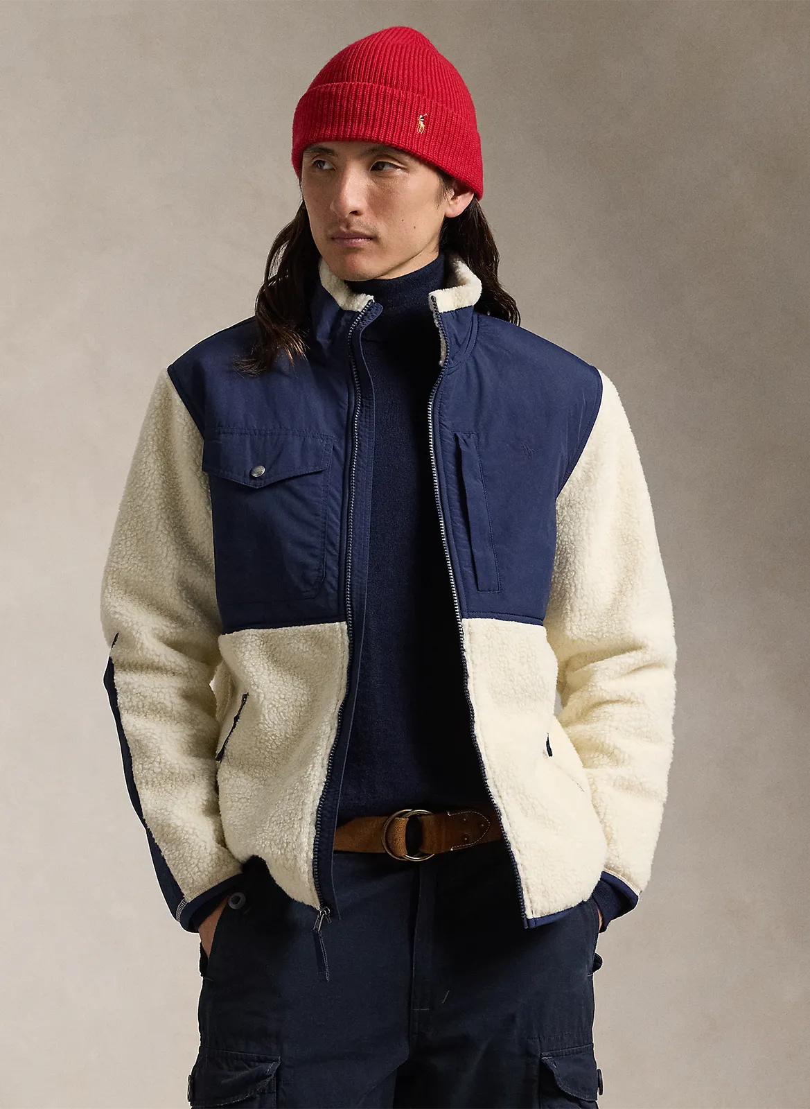 Forro polar de felpa en beige