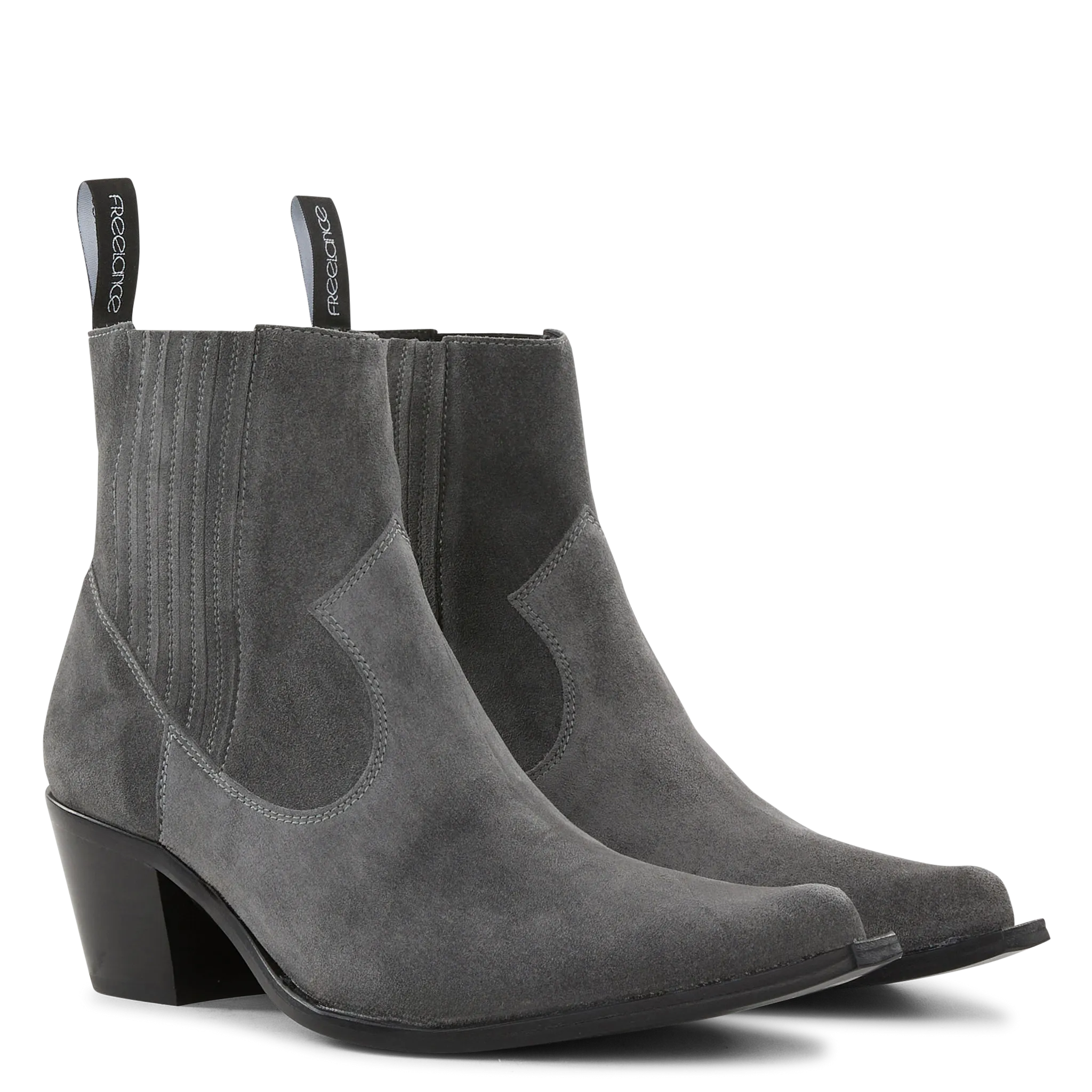 FREE LANCE SIBELLE 50  BOTíN WESTERN CHELSEA DE CUERO ATERCIOPELADO EN GRIS