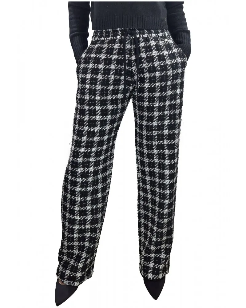 GAELLE PARIS  PANTALóN ANCHO EN TEJIDO BOUCLé DE CUADROS