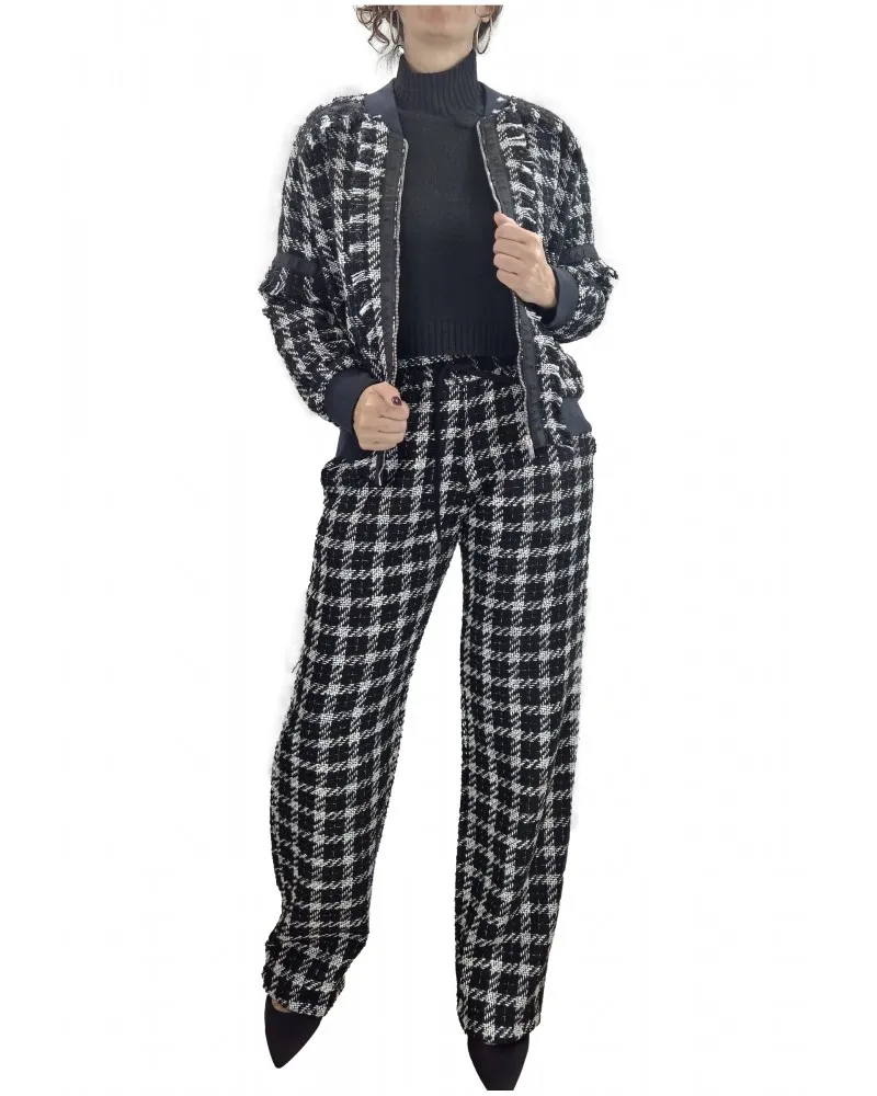 GAELLE PARIS  PANTALóN ANCHO EN TEJIDO BOUCLé DE CUADROS
