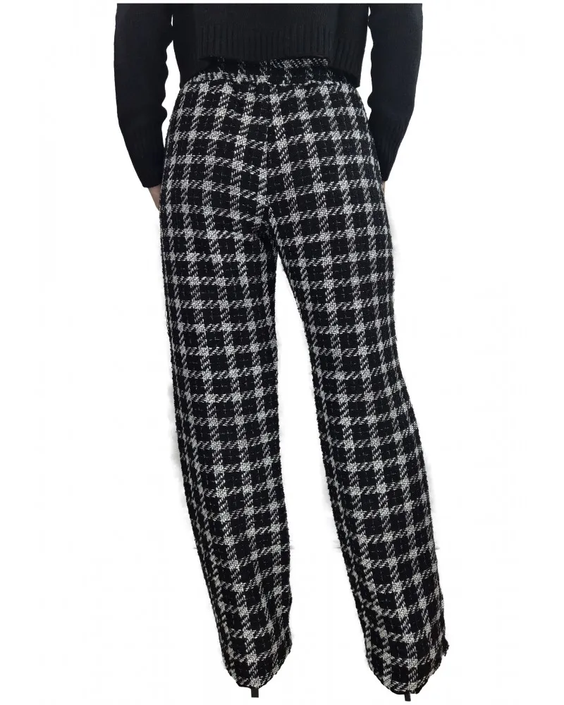 GAELLE PARIS  PANTALóN ANCHO EN TEJIDO BOUCLé DE CUADROS