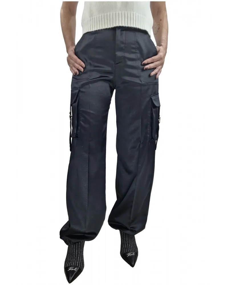 GAELLE PARIS  PANTALóN CARGO DE RASO CON MAXI BOLSILLOS