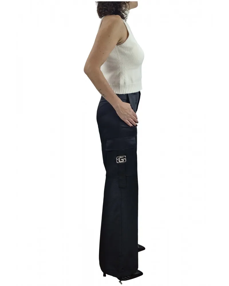 GAELLE PARIS  PANTALóN CARGO DE RASO CON MAXI BOLSILLOS