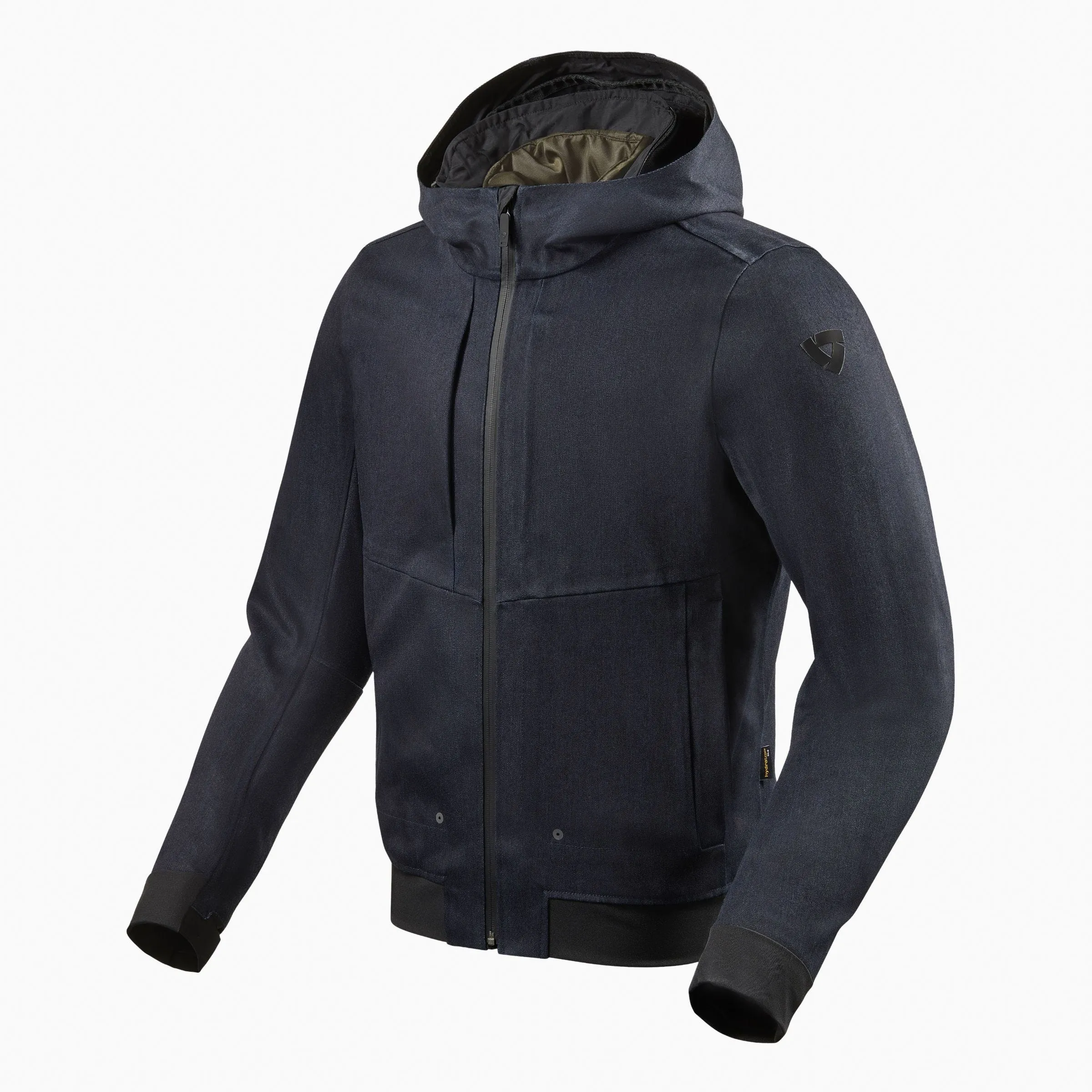 Giacca softshell impermeabile con cappuccio in jeans elasticizzato, con gilet termico rimovibile