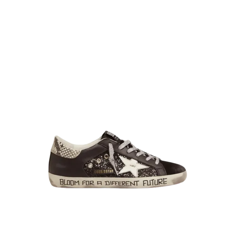GOLDEN GOOSE  SNAKE HEEL GLITTER