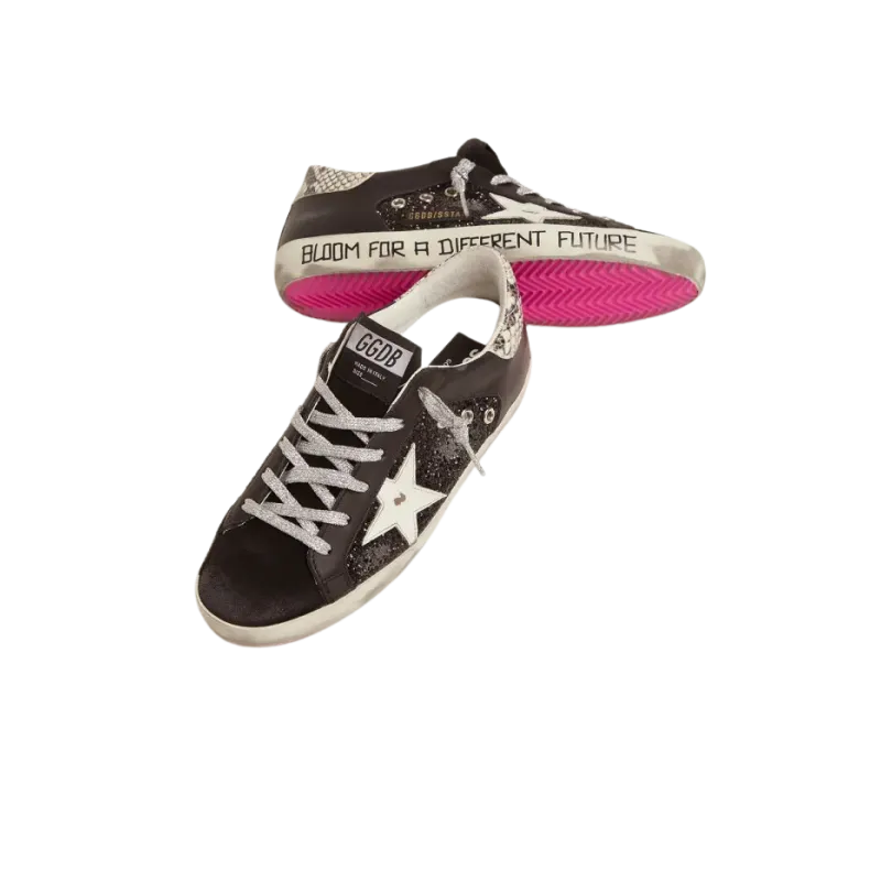 GOLDEN GOOSE  SNAKE HEEL GLITTER