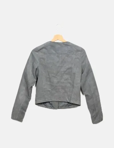 H&M Chaqueta biker antelina azul