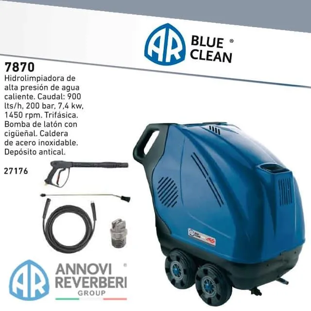 Hidrolimpiadora Trifásica Agua Caliente 7870 AR Blue Clean (ANNOVI REVERBERI BLUE CLEAN)