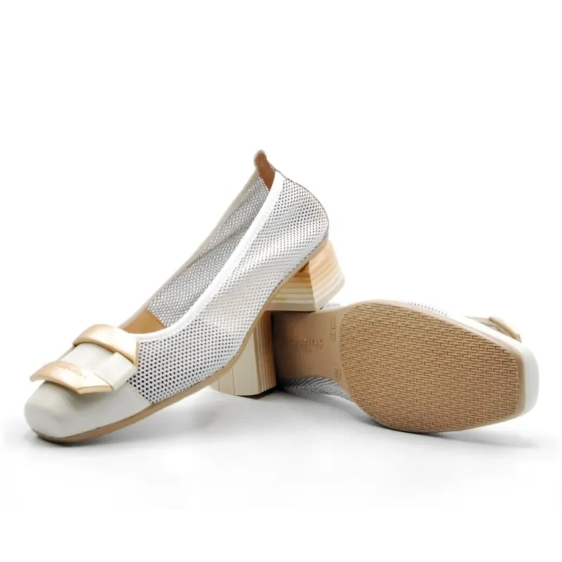 HISPANITAS Salma HV232833 Blanco y cuero Salón adorno mujer