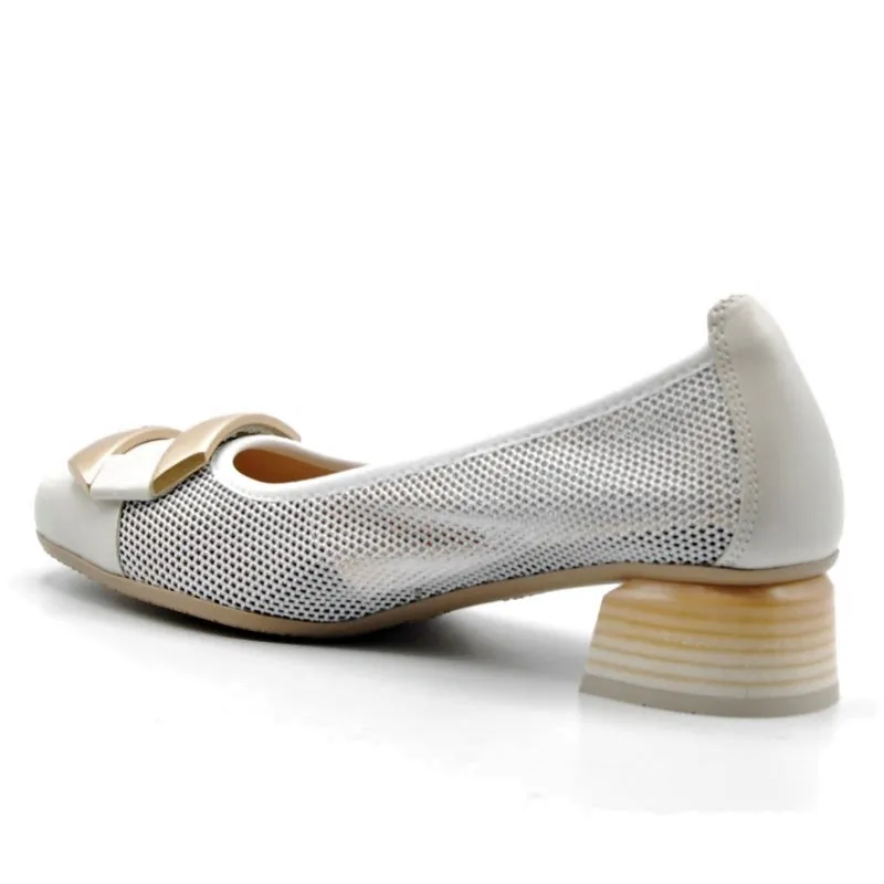 HISPANITAS Salma HV232833 Blanco y cuero Salón adorno mujer