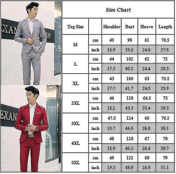 Hombre Negocios Formal 2 Piezas Esmoquin Traje Blazer Chaqueta + Pantalón Set