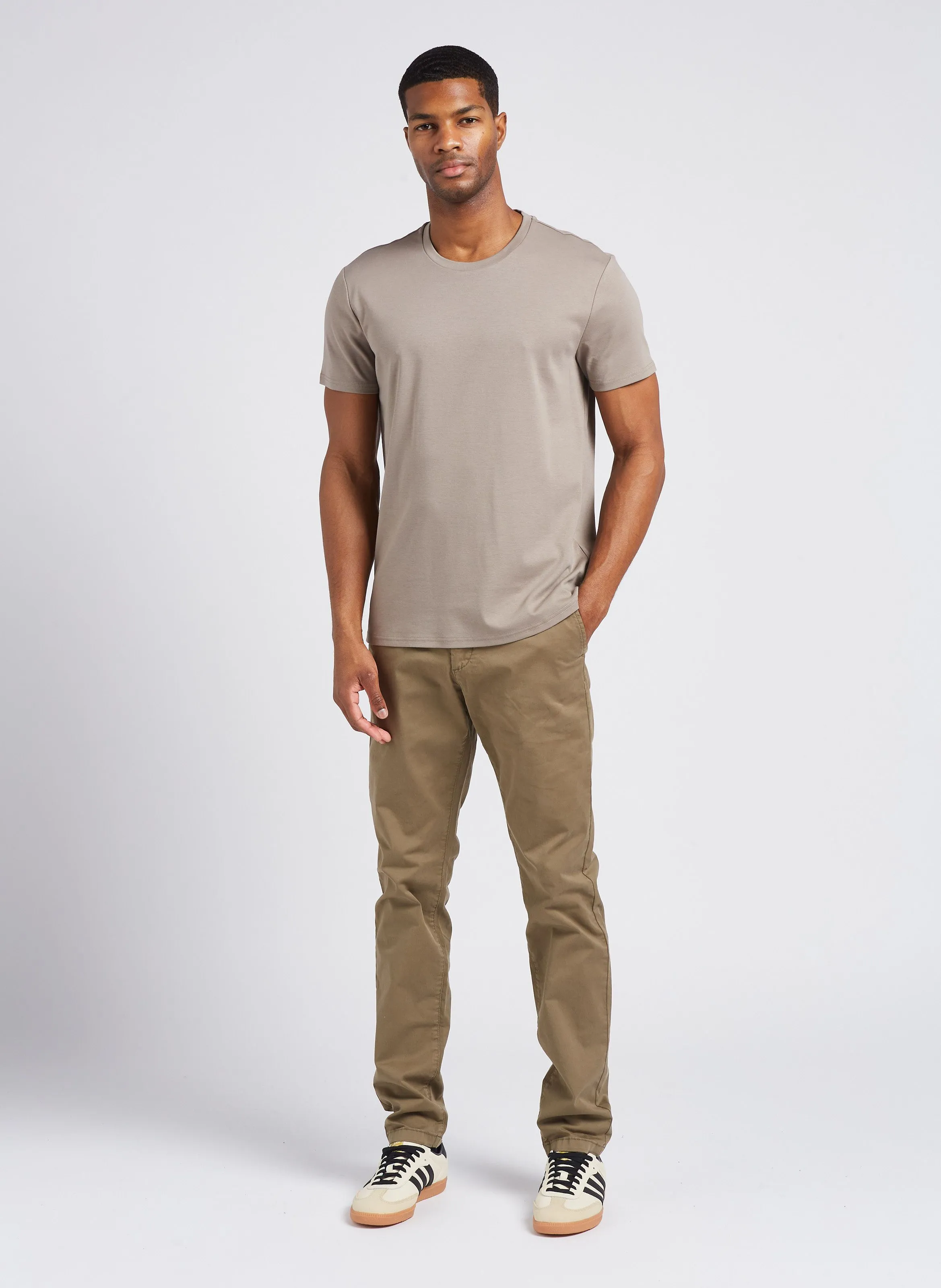 IKKS Pantalón chino de mezcla de algodón slim fit en caqui
