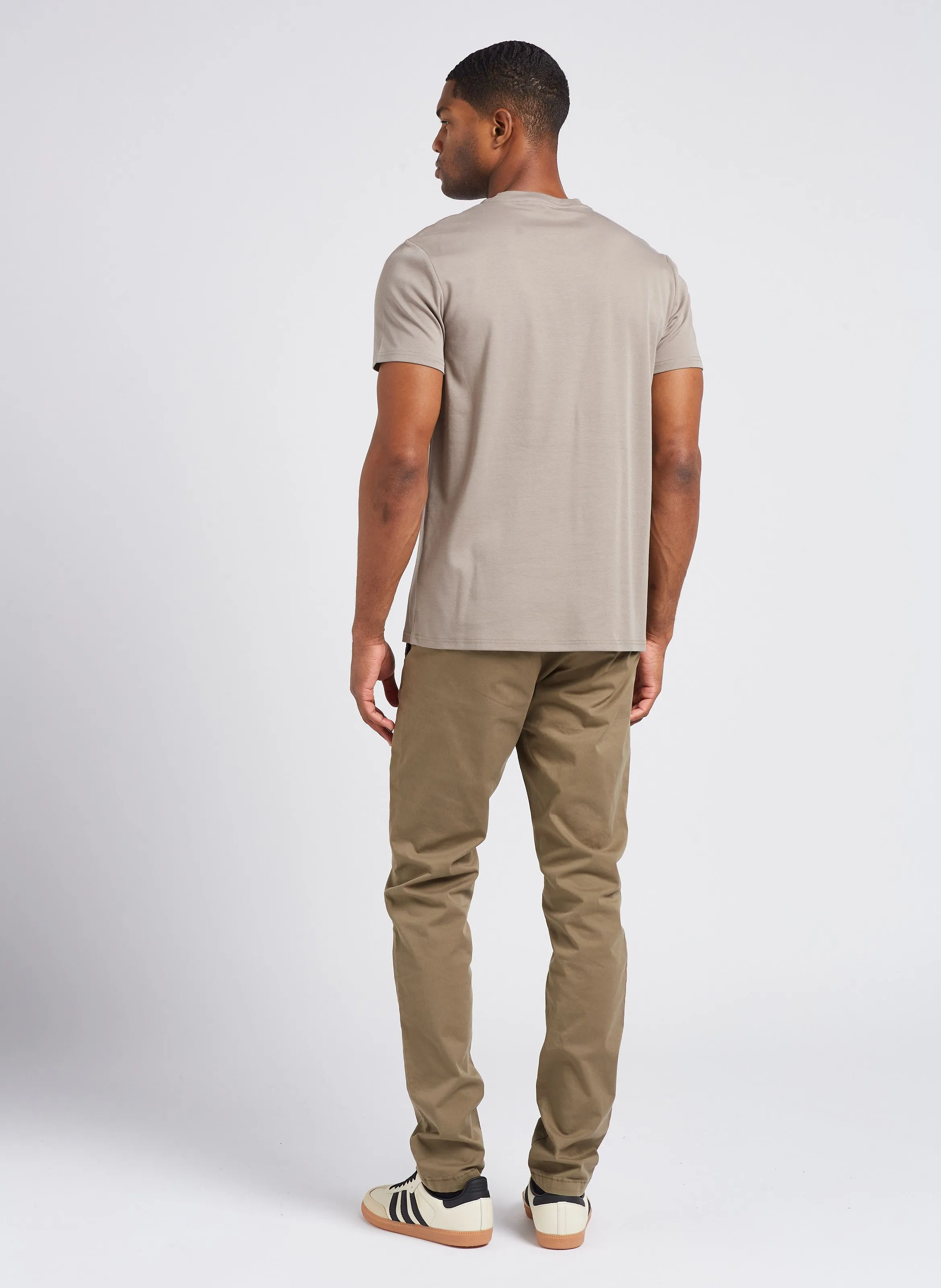 IKKS Pantalón chino de mezcla de algodón slim fit en caqui