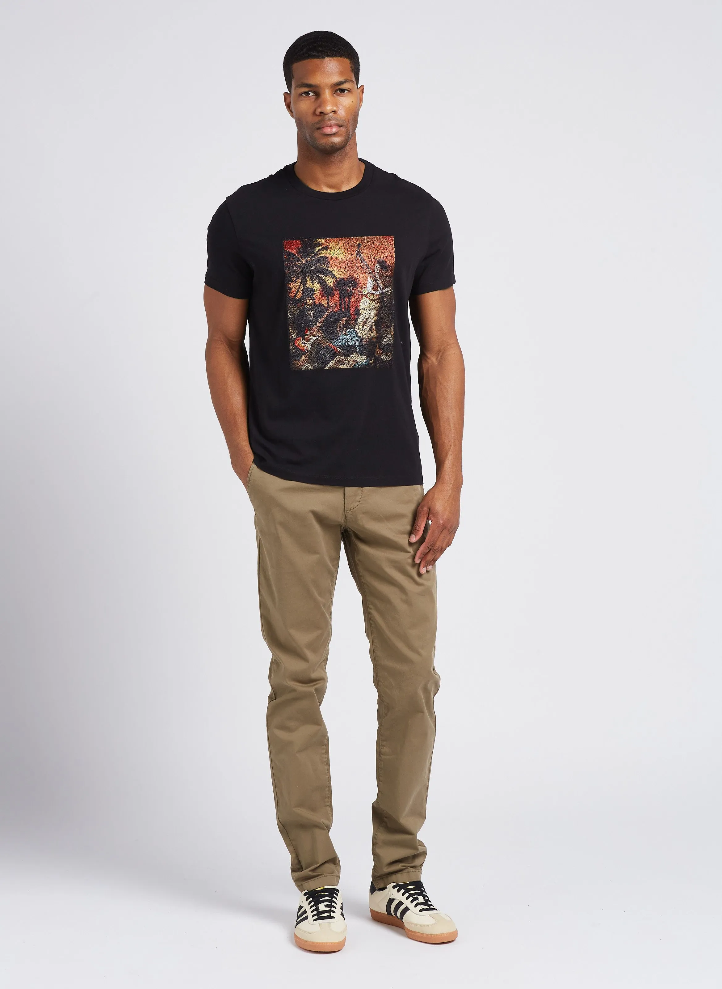 IKKS Pantalón chino de mezcla de algodón slim fit en caqui