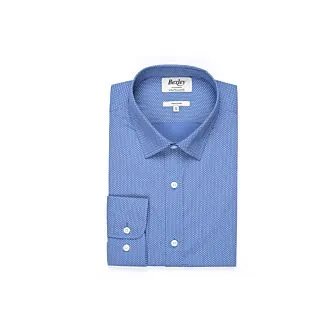 INDIGO BLUE SHIRT WITH WHITE PRINTS  STRAIGHT COLLAR  ALPHONSE