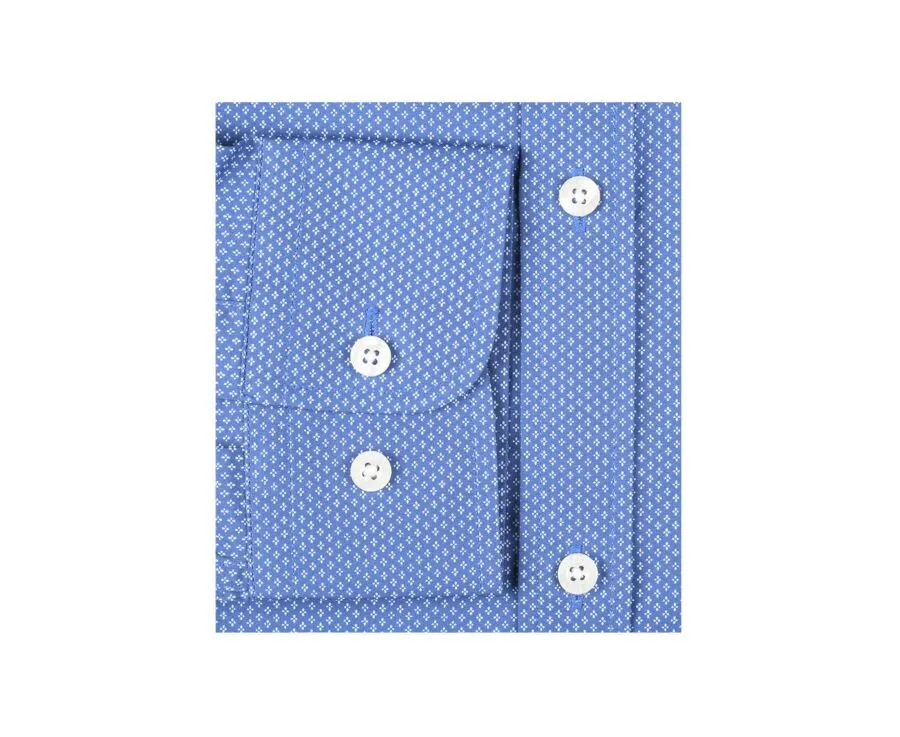 INDIGO BLUE SHIRT WITH WHITE PRINTS  STRAIGHT COLLAR  ALPHONSE