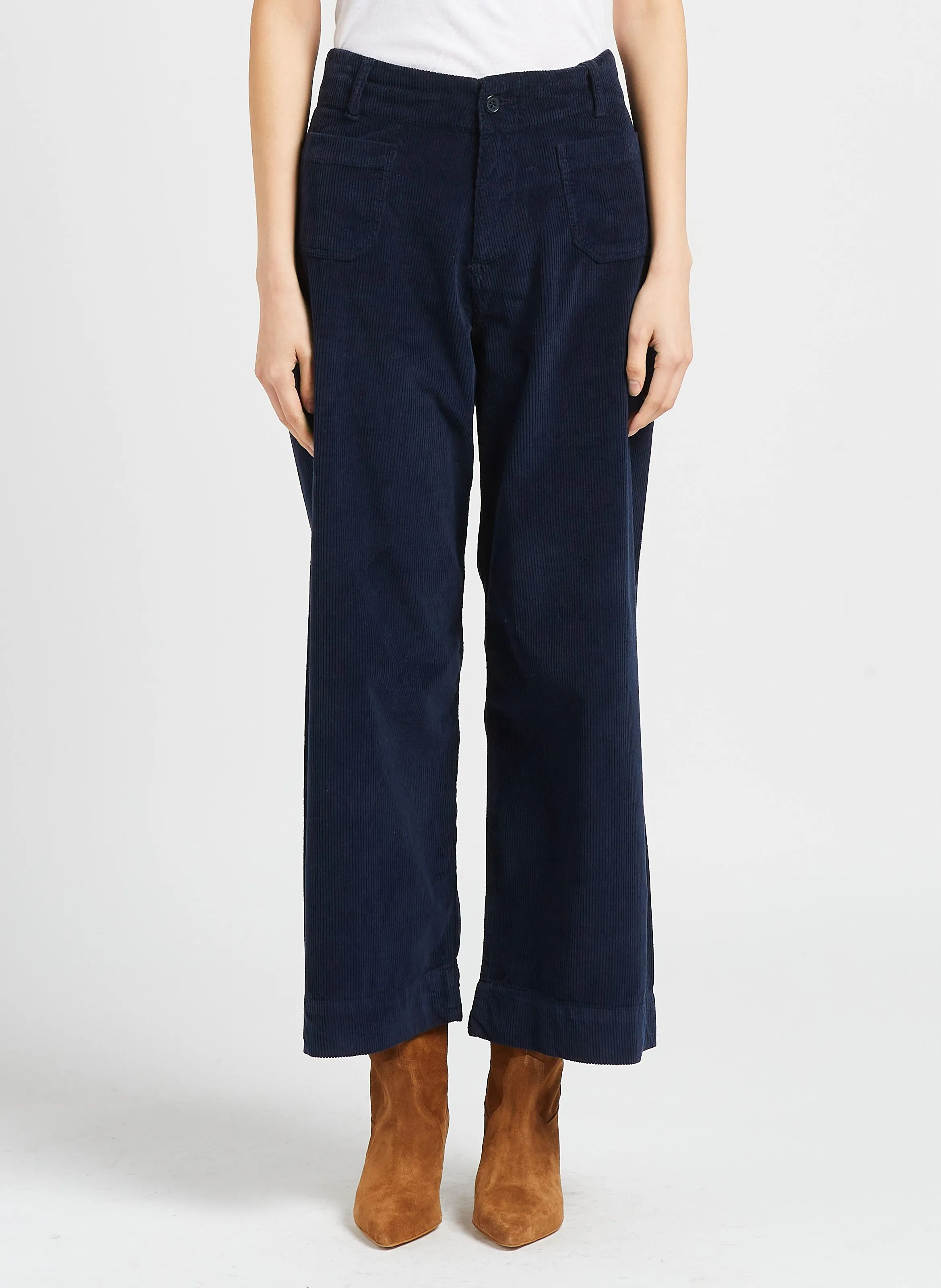 JAKARTA  PANTALóN ANCHO DE MEZCLA DE ALGODóN DE TALLE ALTO EN AZUL