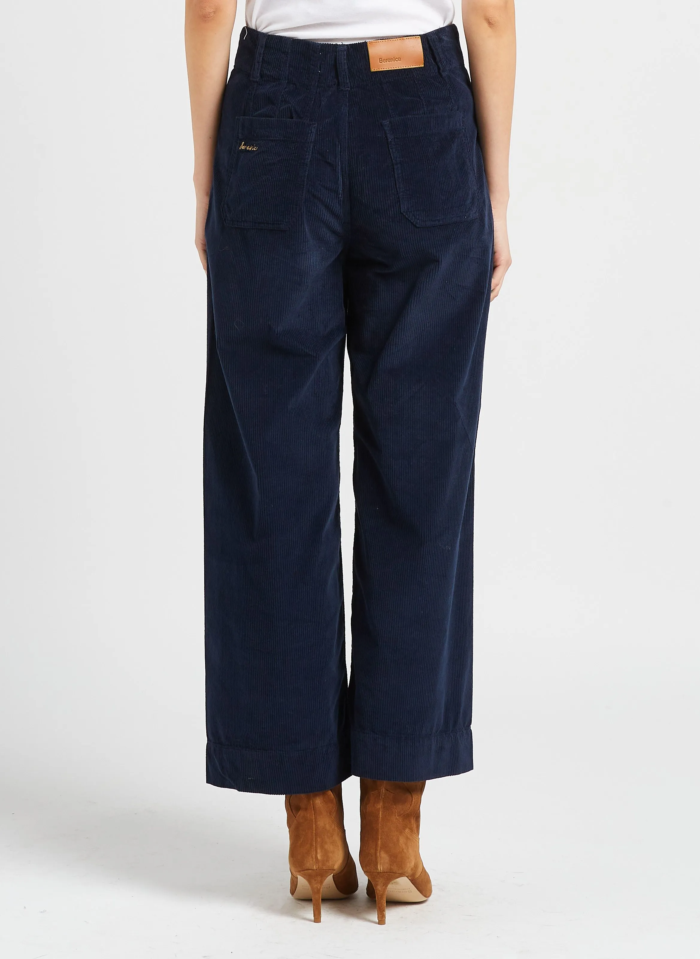 JAKARTA  PANTALóN ANCHO DE MEZCLA DE ALGODóN DE TALLE ALTO EN AZUL