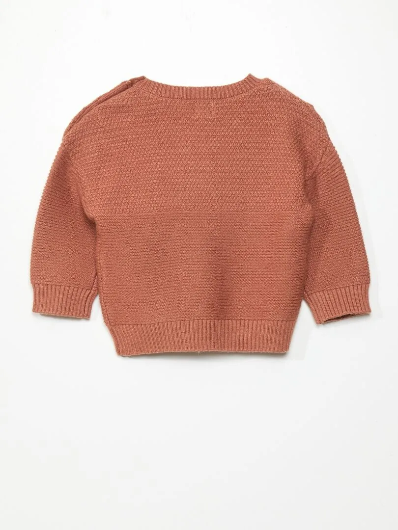 JERSEY DE PUNTO CON BOTONES EN EL HOMBRO  MARRON