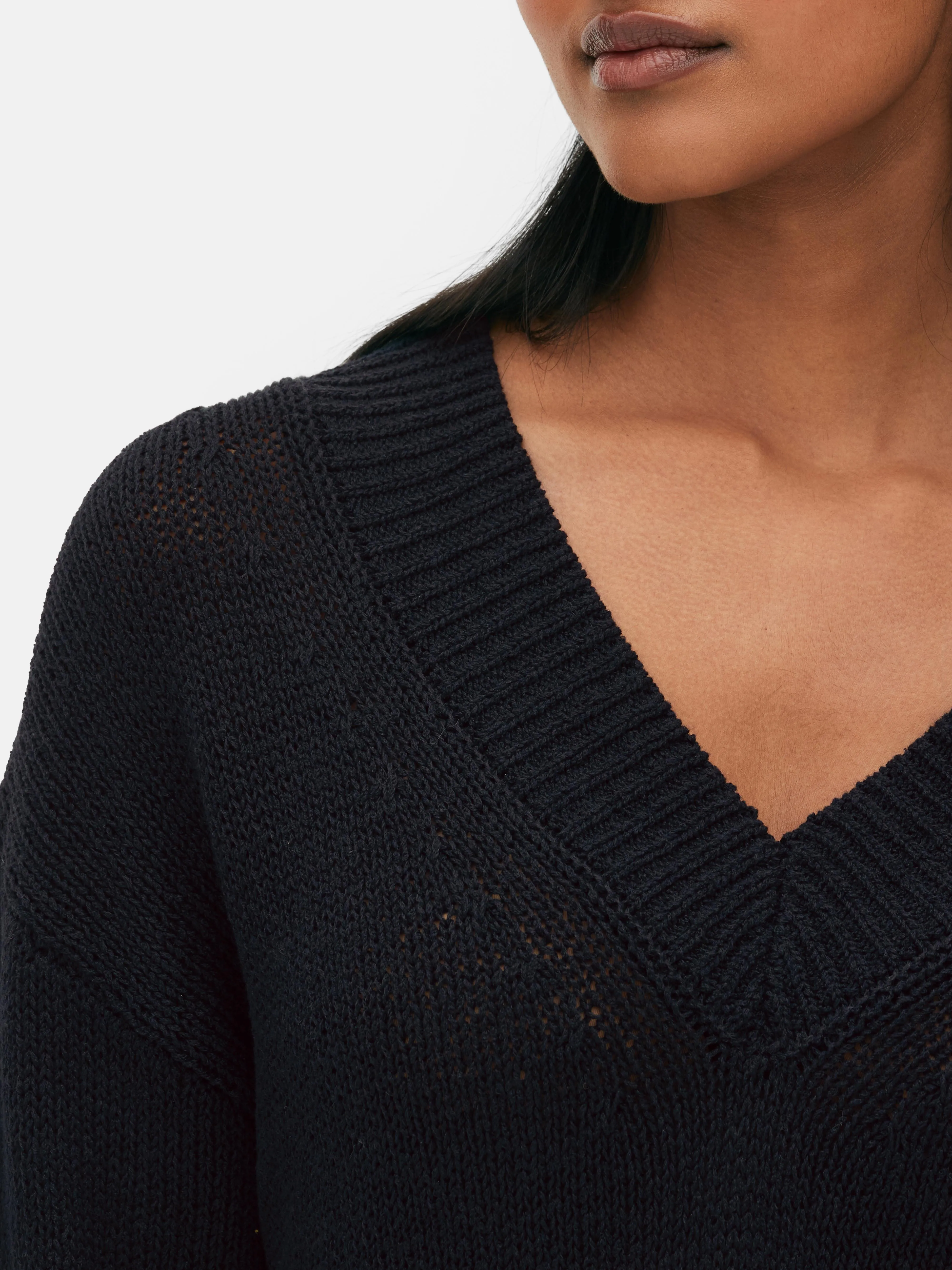 Jersey de punto con cuello de pico