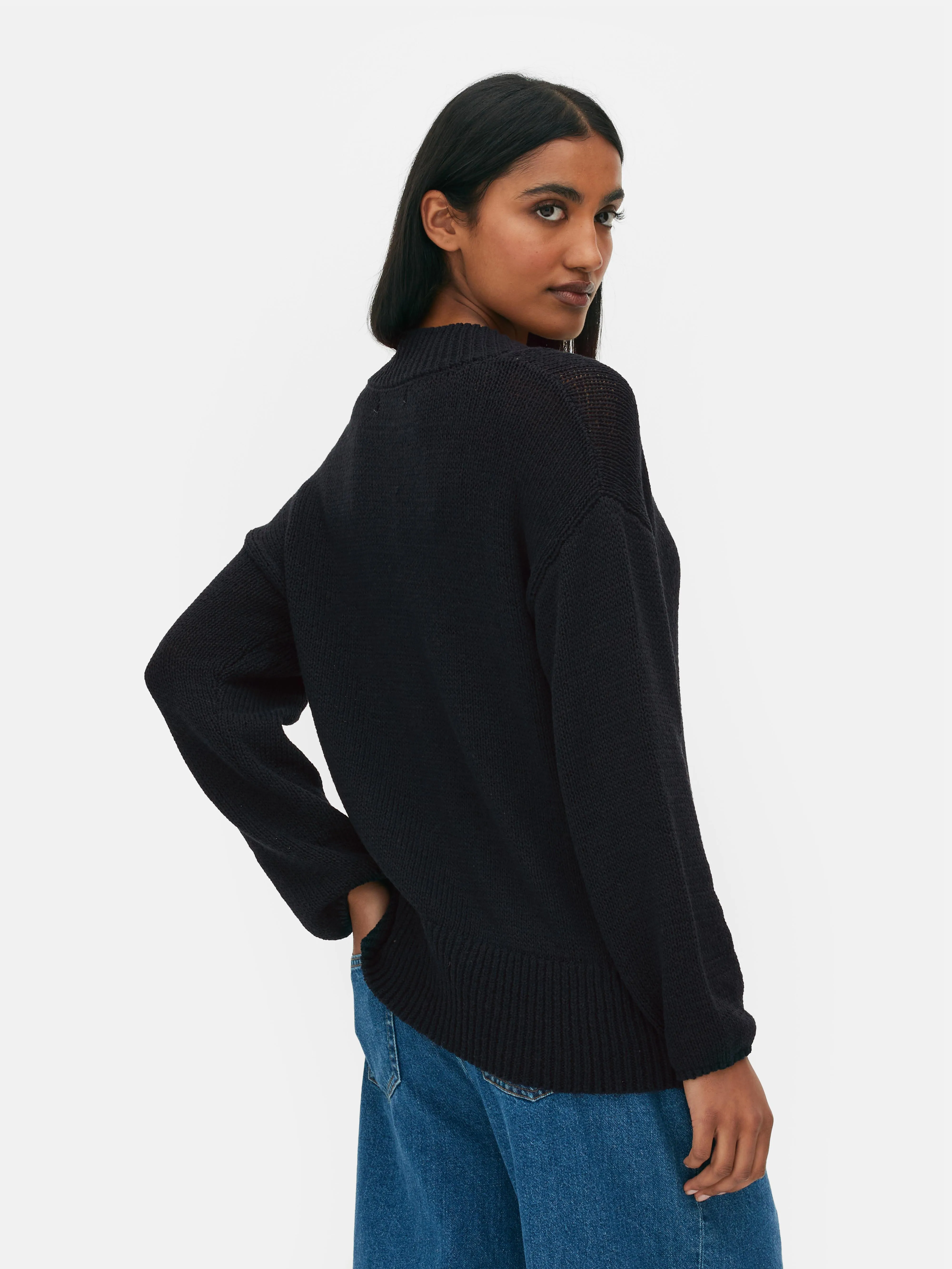 Jersey de punto con cuello de pico