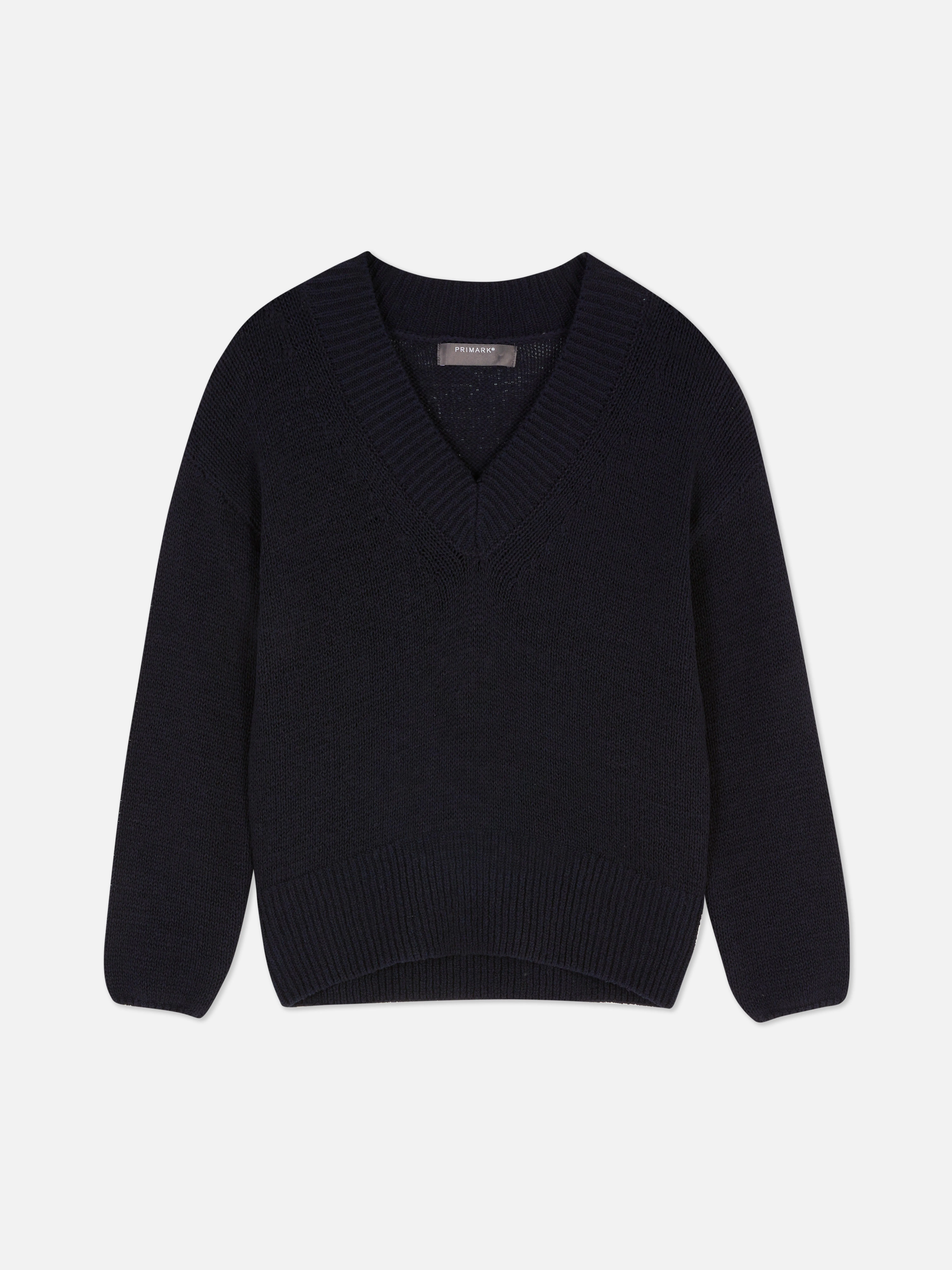 Jersey de punto con cuello de pico