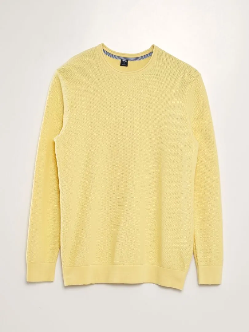 JERSEY DE PUNTO CON CUELLO REDONDO  AMARILLO