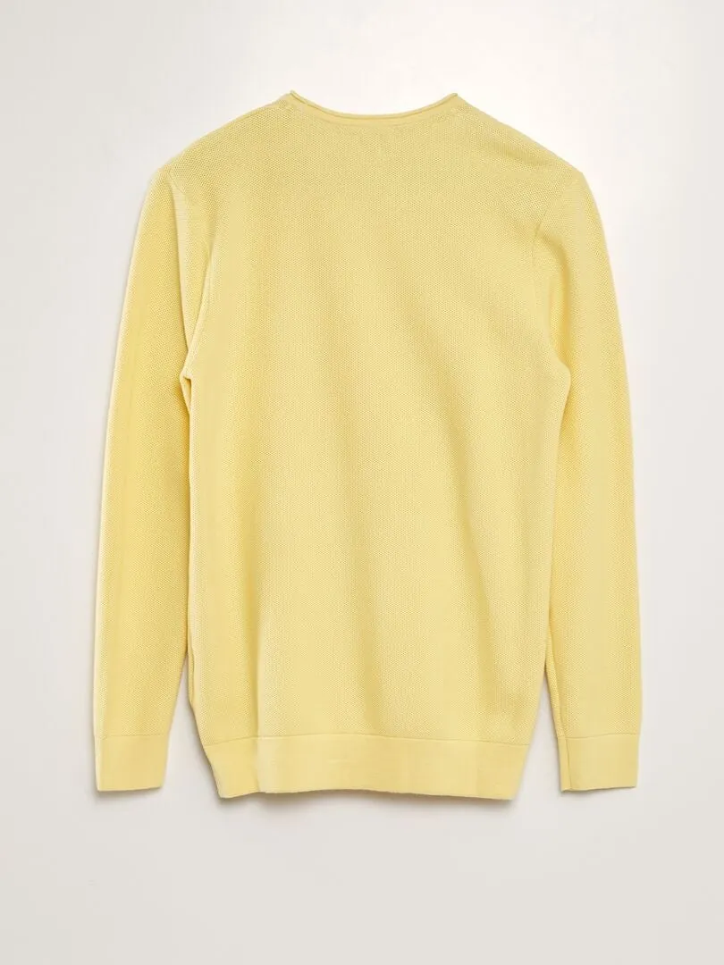 JERSEY DE PUNTO CON CUELLO REDONDO  AMARILLO