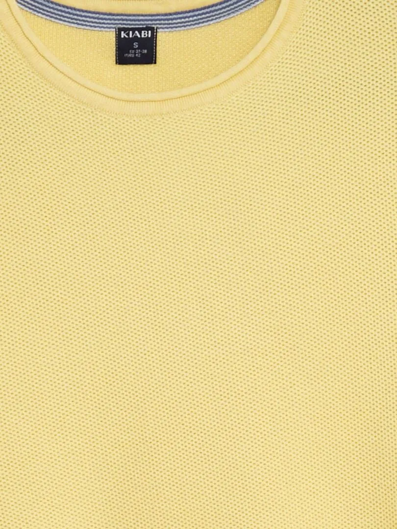 JERSEY DE PUNTO CON CUELLO REDONDO  AMARILLO