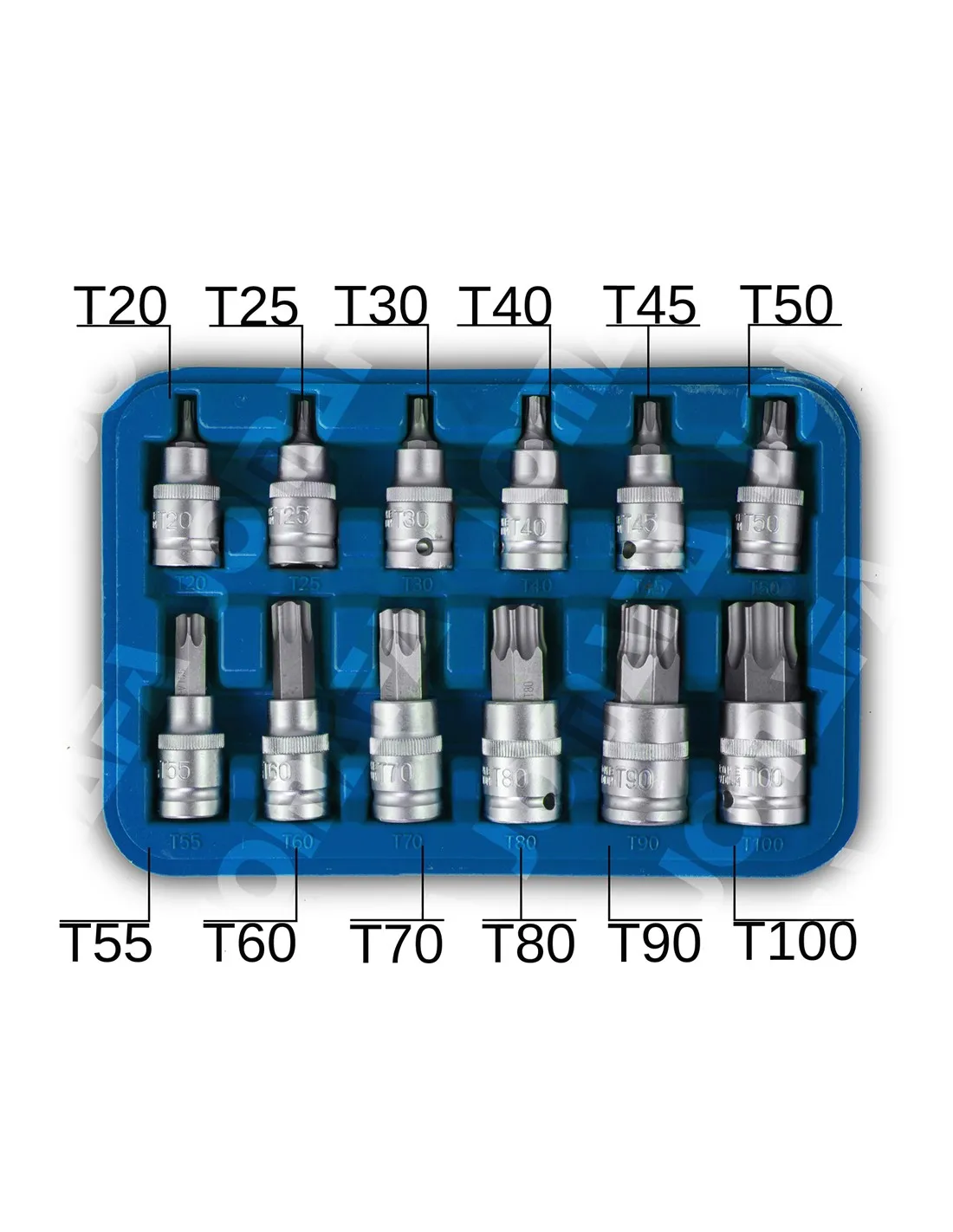 Juego de vaso con punta torx de 1/2 acero crv T20 a T100, 12 piezas