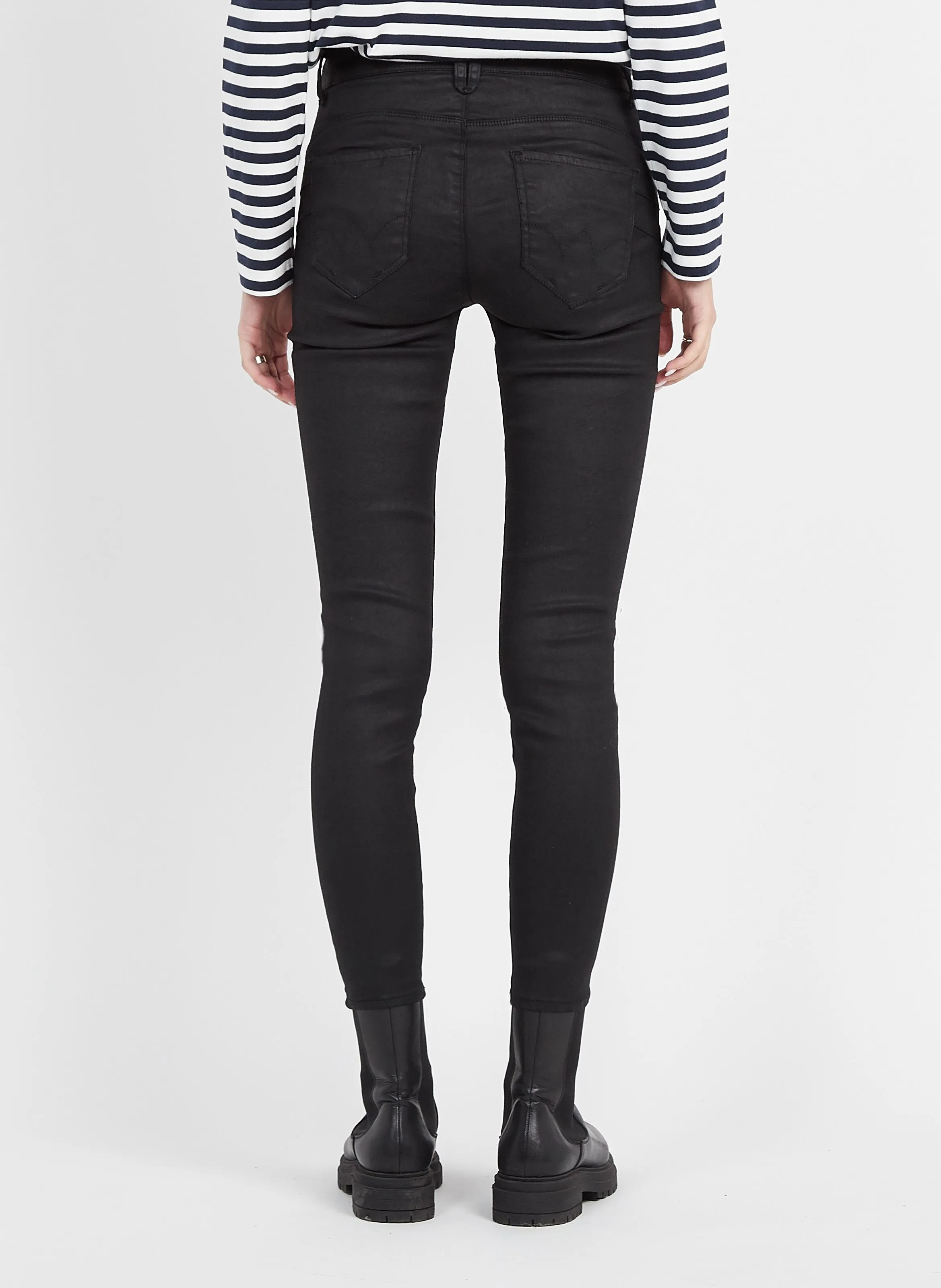 LE TEMPS DES CERISES Pantalón de talle alto en negro