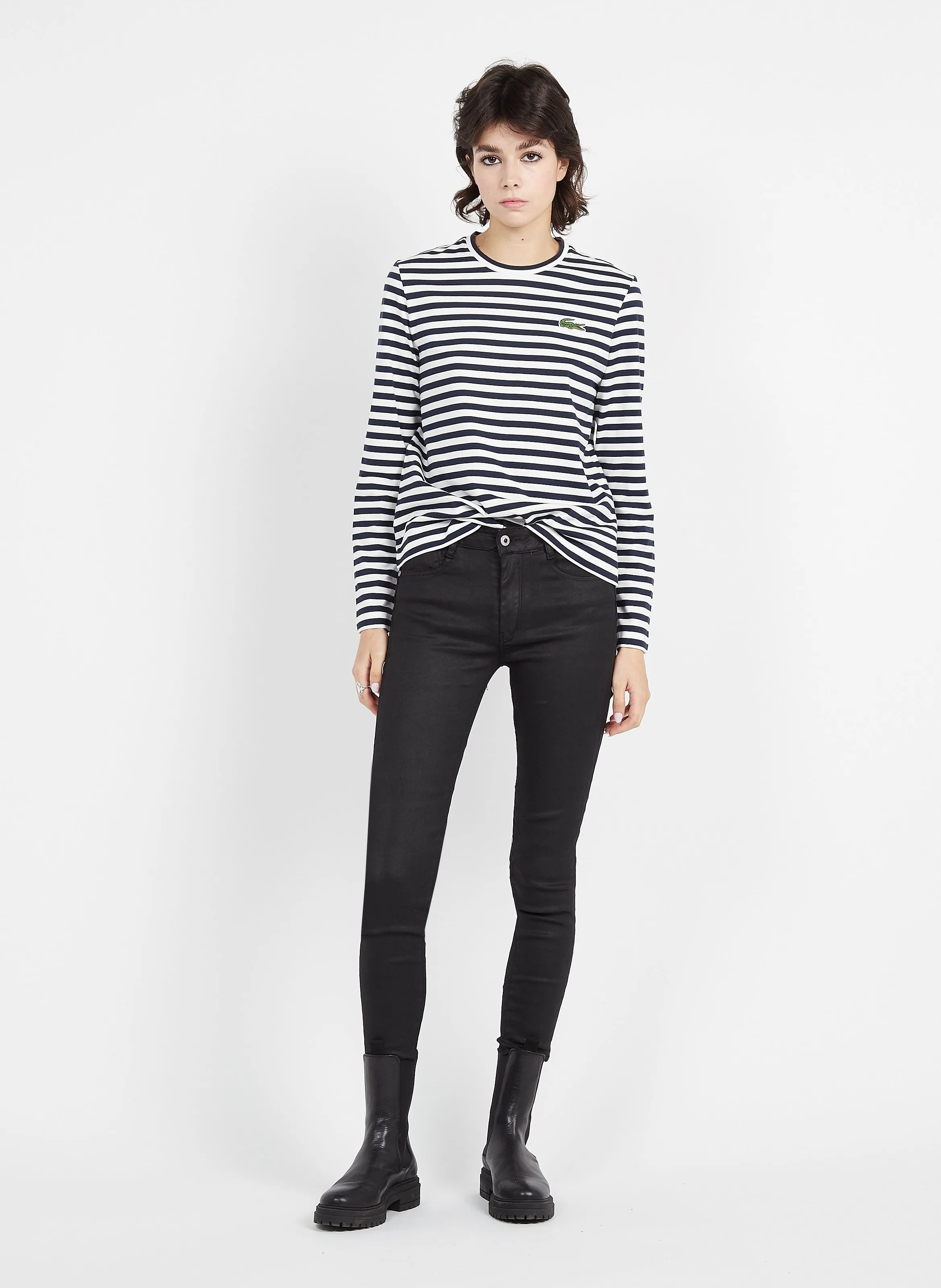 LE TEMPS DES CERISES Pantalón de talle alto en negro