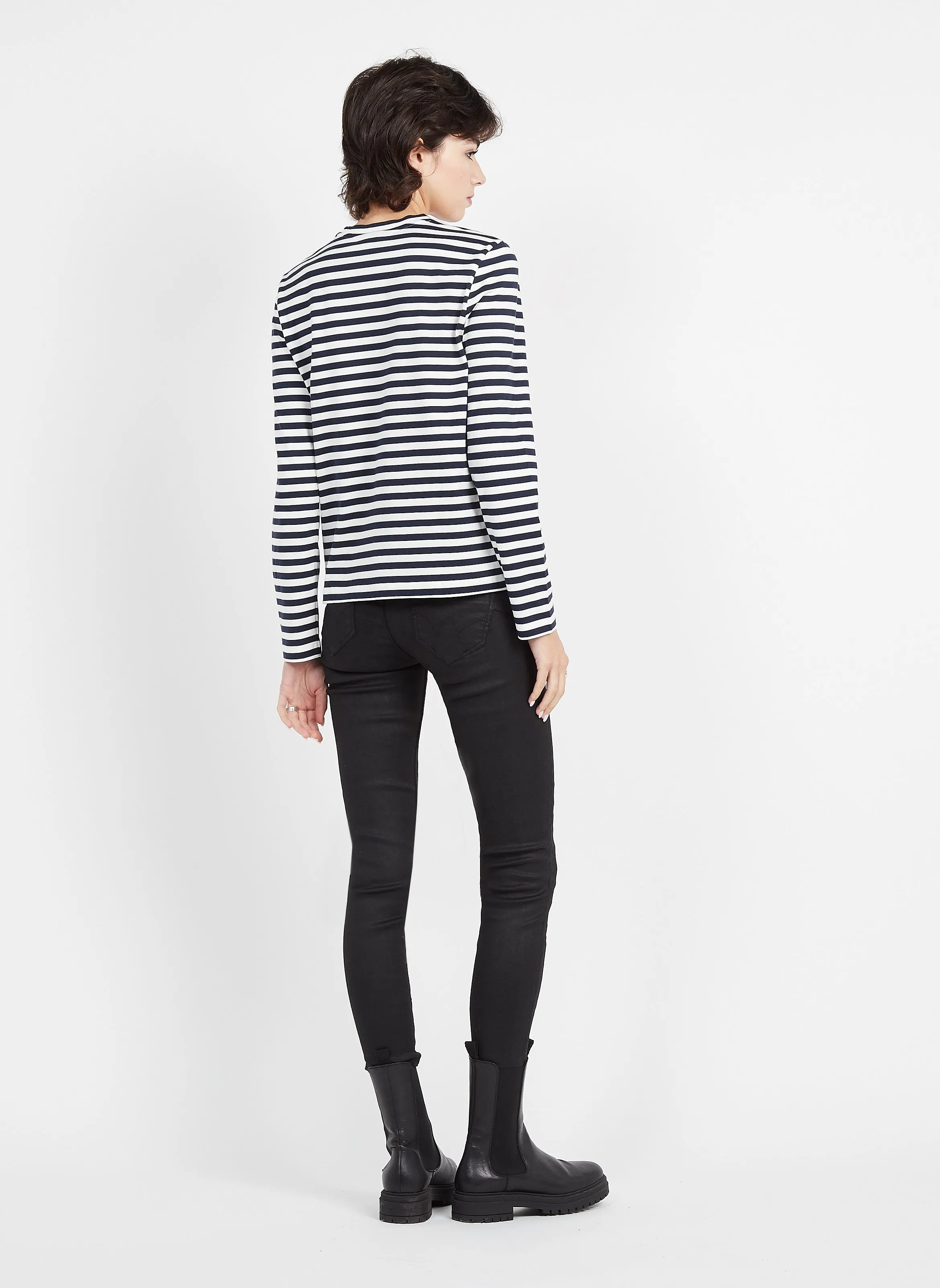LE TEMPS DES CERISES Pantalón de talle alto en negro