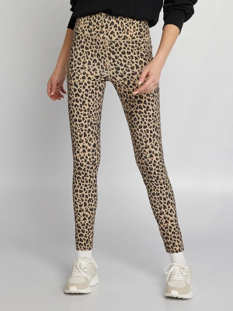 LEGGING CON ESTAMPADO DE LEOPARDO  MARRON