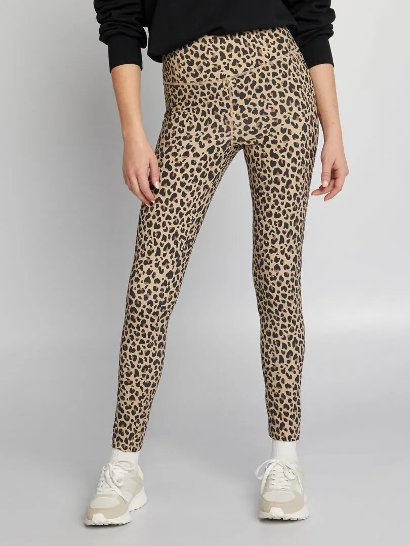 LEGGING CON ESTAMPADO DE LEOPARDO  MARRON