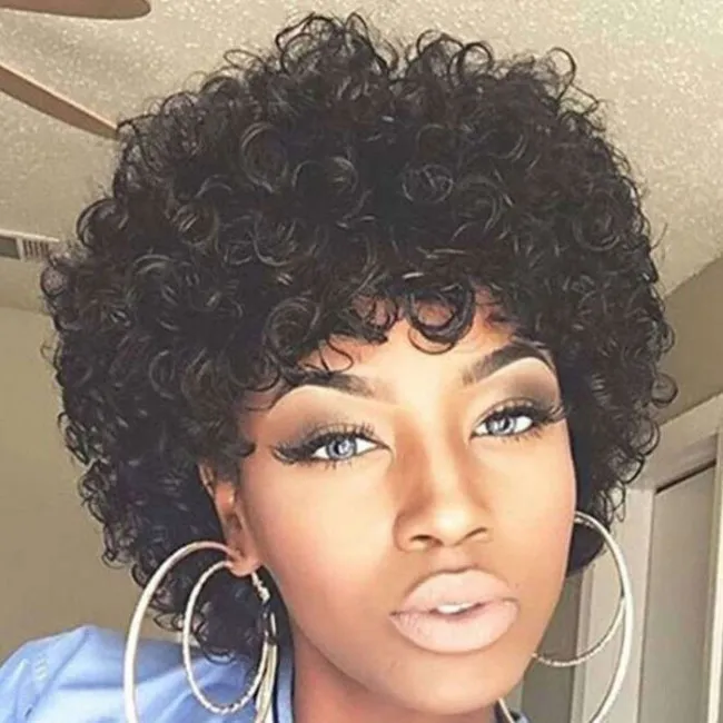 Leisure Fluffy Short Roll African Black Explode Women's Wig Headgear