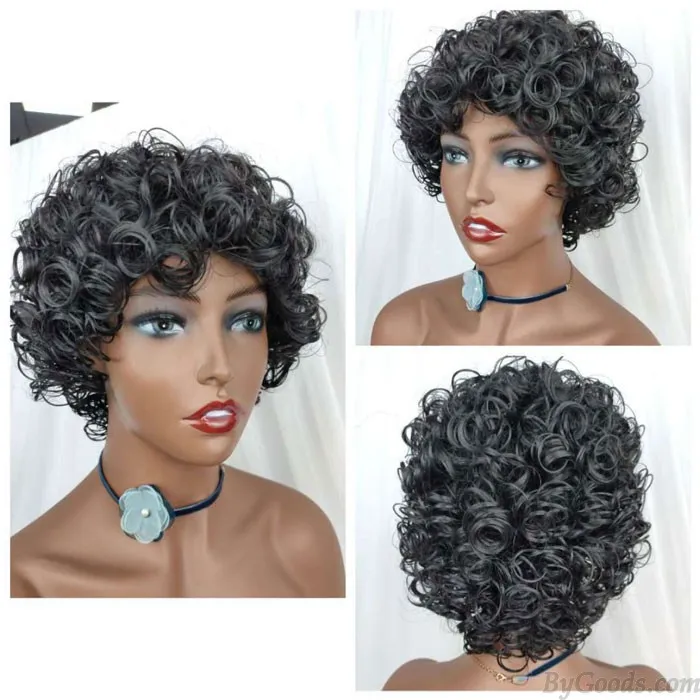 Leisure Fluffy Short Roll African Black Explode Women's Wig Headgear