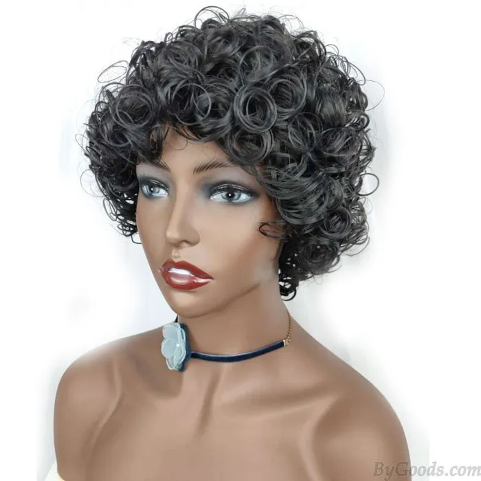 Leisure Fluffy Short Roll African Black Explode Women's Wig Headgear