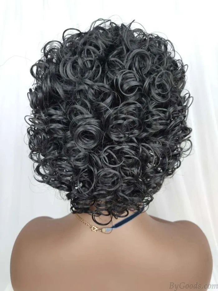 Leisure Fluffy Short Roll African Black Explode Women's Wig Headgear
