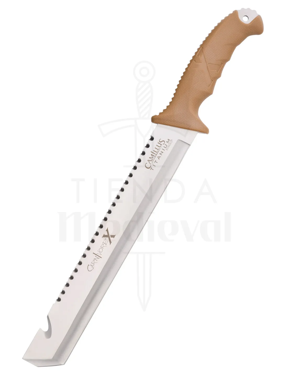 Machete táctico cortacañas Camillus modelo CARNIVORE X, con funda