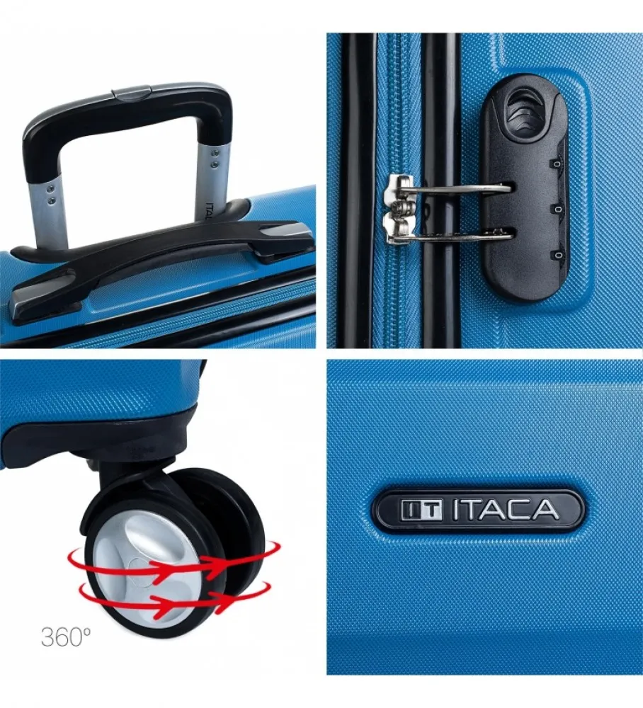 MALETA DE VIAJE CABINA TROLLEY ABS T71650 AZUL 55X40X20CM
