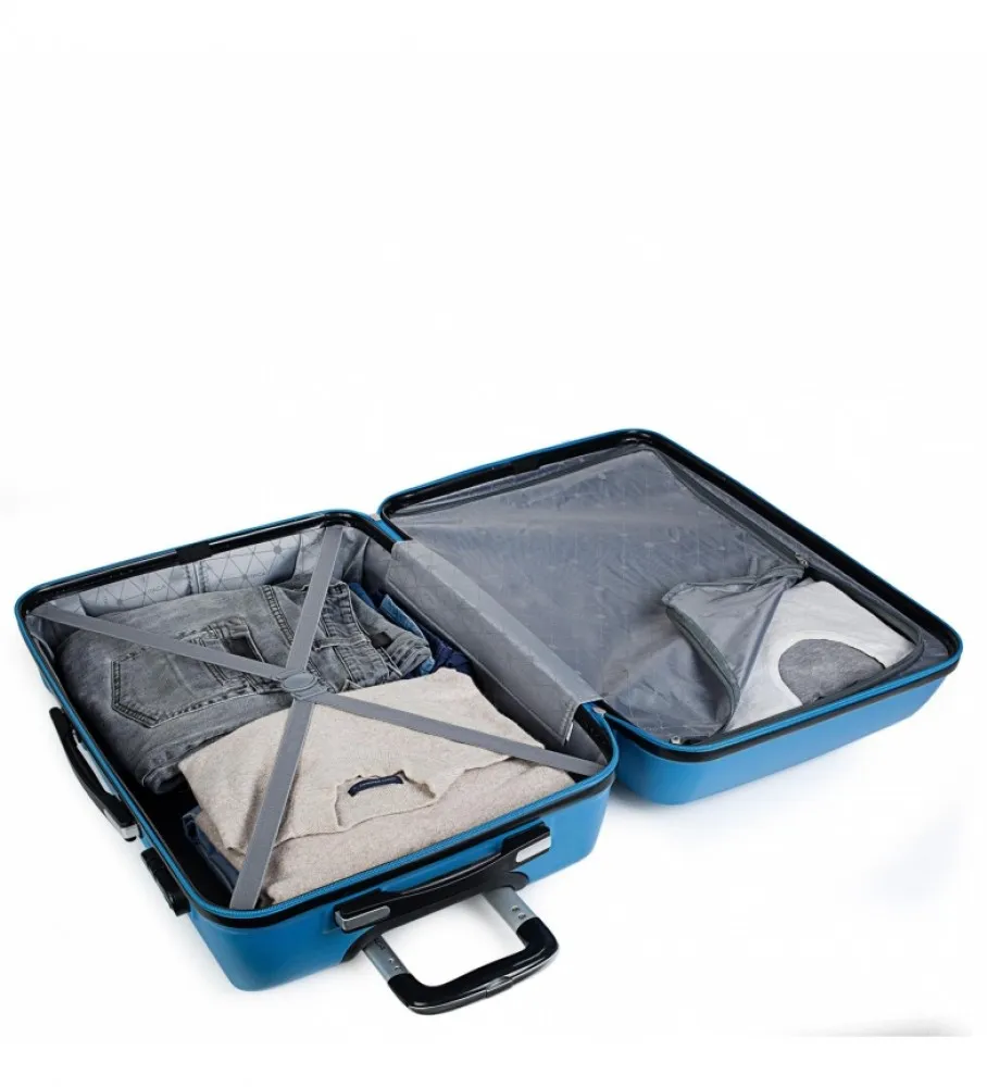 MALETA DE VIAJE CABINA TROLLEY ABS T71650 AZUL 55X40X20CM