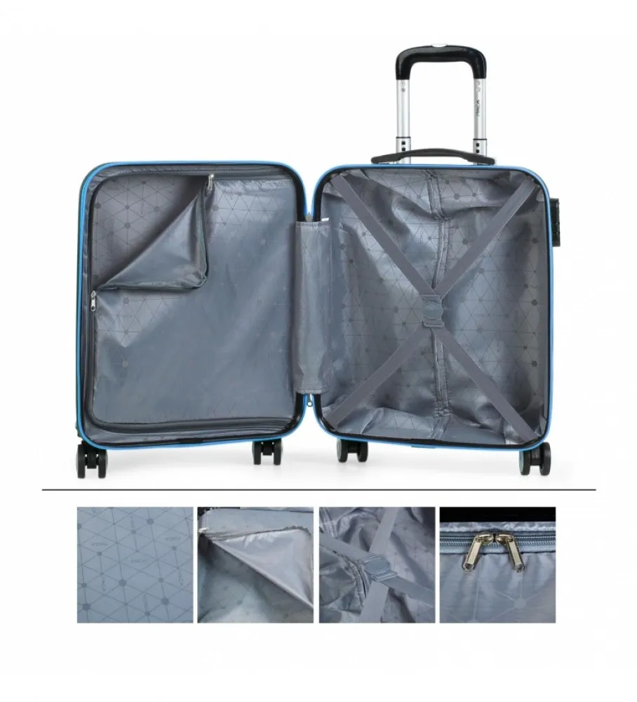 MALETA DE VIAJE CABINA TROLLEY ABS T71650 AZUL 55X40X20CM