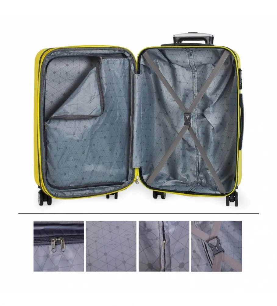 MALETA DE VIAJE RíGIDA 4 RUEDAS MEDIANA TROLLEY 71260 AMARILLO 65X42X26CM
