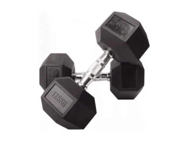 MANCUERNA HEXAGONAL GOMA  ENGOMADA PAR DE 5 KG PESAS CPD48