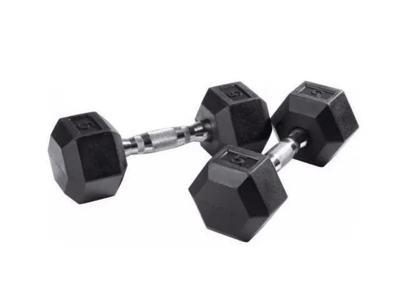 MANCUERNA HEXAGONAL GOMA  ENGOMADA PAR DE 5 KG PESAS CPD48